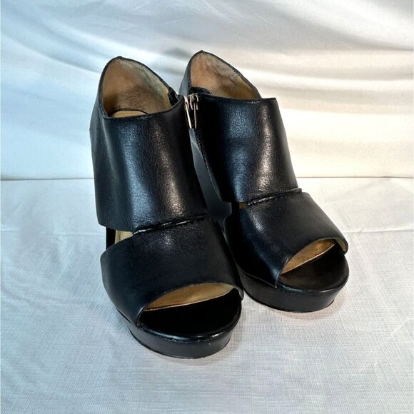 Coach Jaelyn Q1219 Black Wedge Heels Platform Sandals Leather Open Toe 7B - Picture 2 of 15